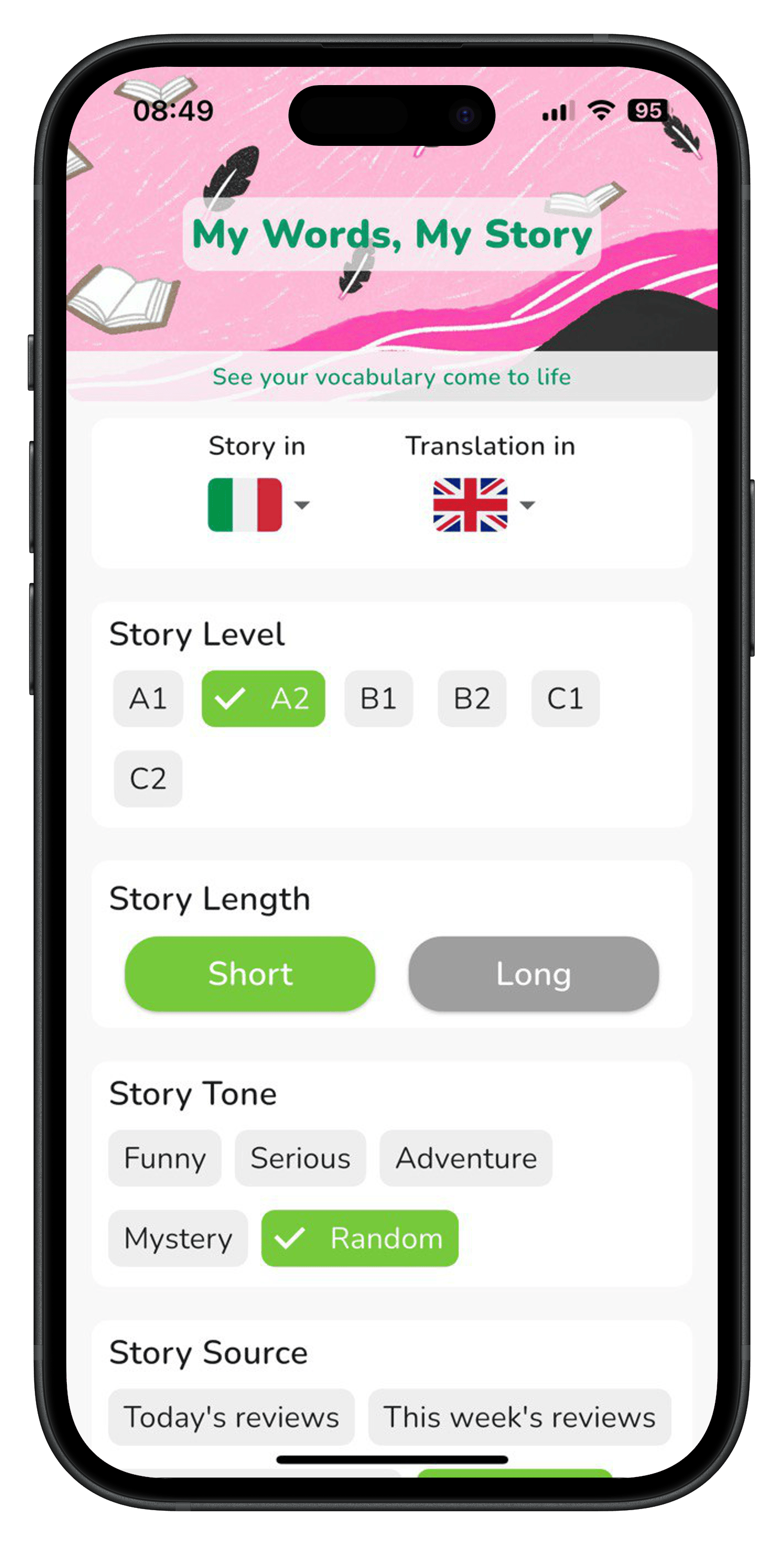 Flashia vocabulary progress tracker